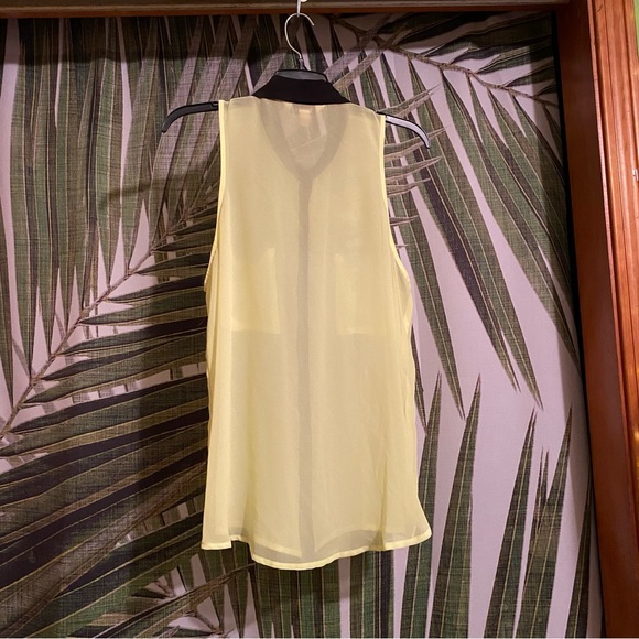 Sheer Yellow Tank Collared Button Up - Picture 2 of 4